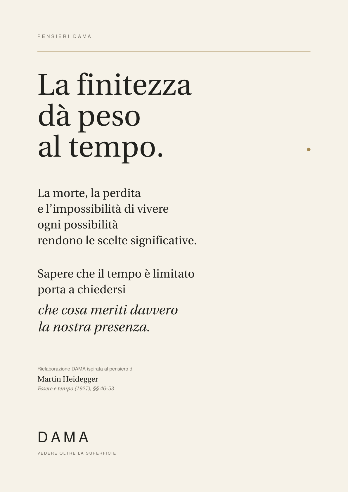 Anteprima del manifesto La finitezza dà peso al tempo. Il testo completo è riportato accanto.